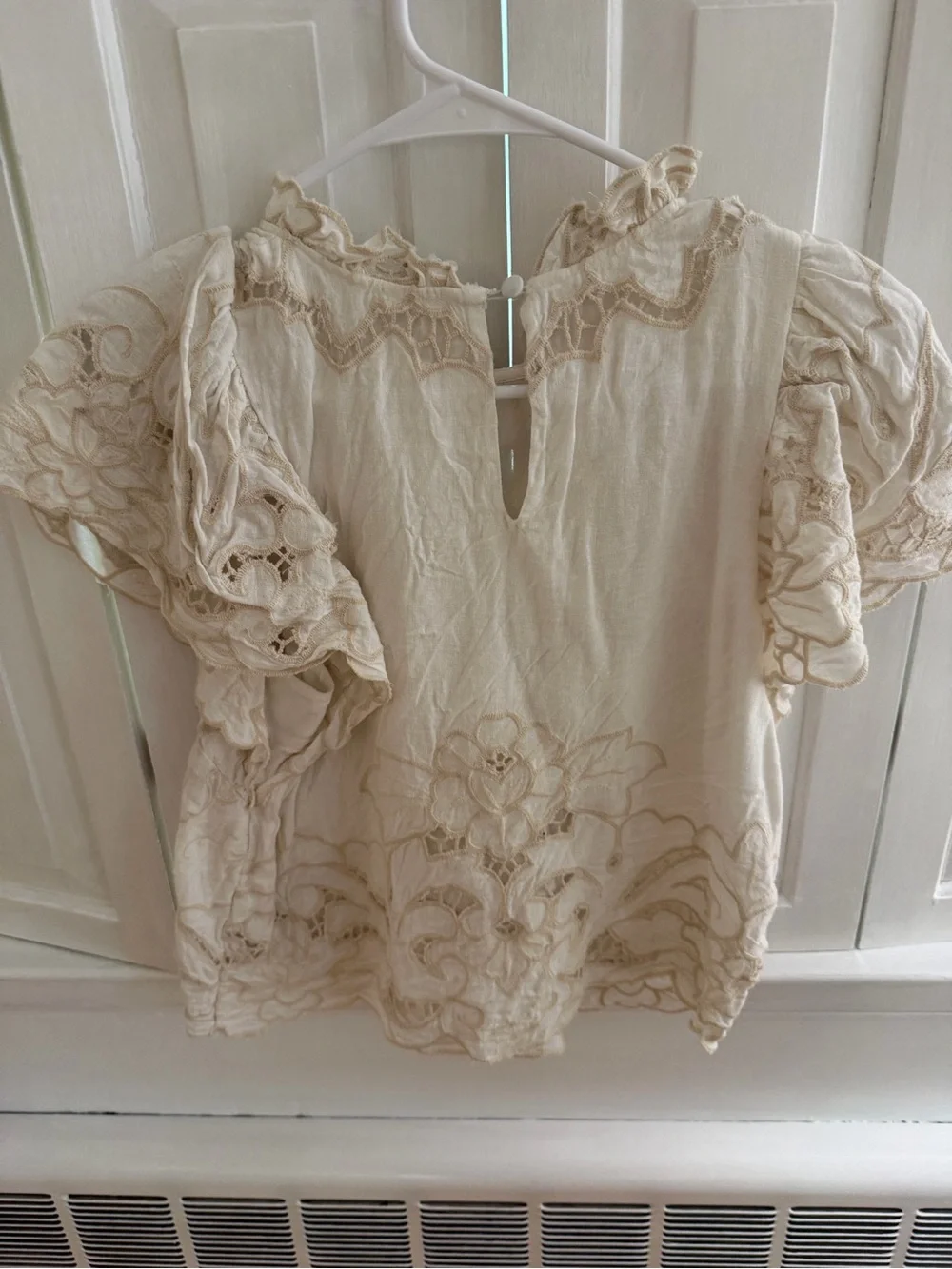 Anthropologie The Lainie High-Neck Lace Cutwork Blouse size XS